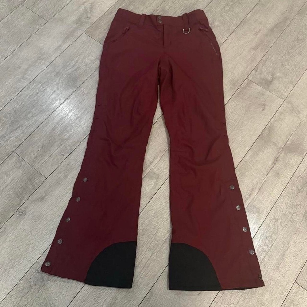 Athleta Womens Burgundy Ski Snowboard Pants Flared Snap Leg Size 4 NEW
